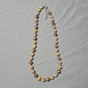 Nolan Miller Always Young At Heart Tri Color Beaded Necklace Textured Gold Tone